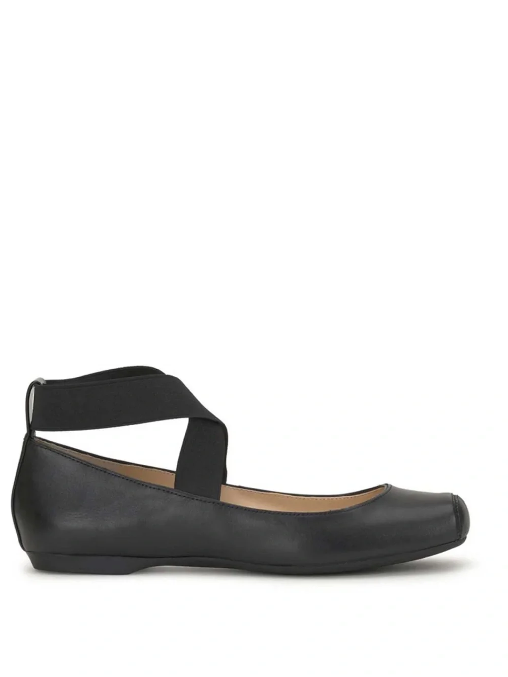 A.N.A Black Leather Crisscross Ankle Strap Slip On Ballet Flats Women’s Size 9M